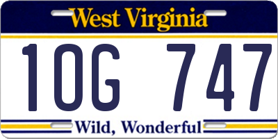 WV license plate 1OG747