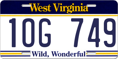 WV license plate 1OG749