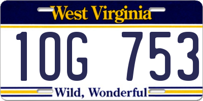 WV license plate 1OG753