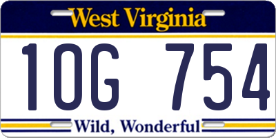 WV license plate 1OG754
