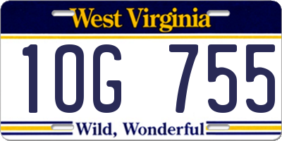 WV license plate 1OG755