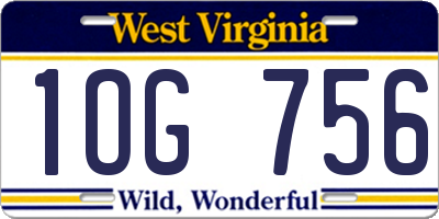 WV license plate 1OG756