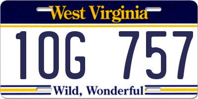WV license plate 1OG757
