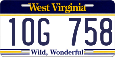 WV license plate 1OG758