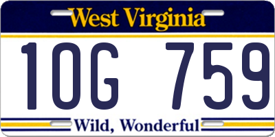 WV license plate 1OG759