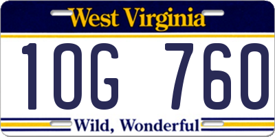 WV license plate 1OG760