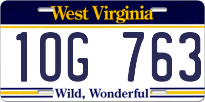 WV license plate 1OG763