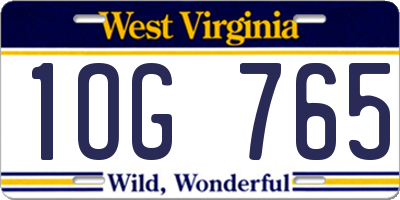 WV license plate 1OG765
