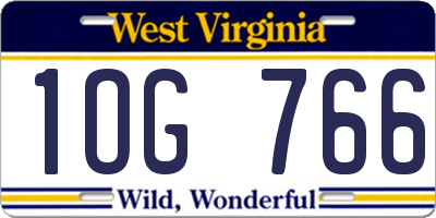 WV license plate 1OG766