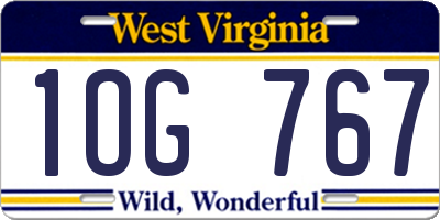 WV license plate 1OG767