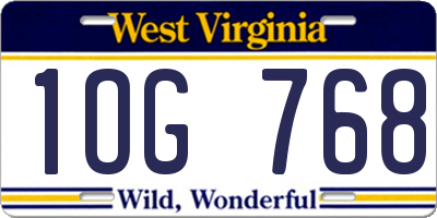 WV license plate 1OG768