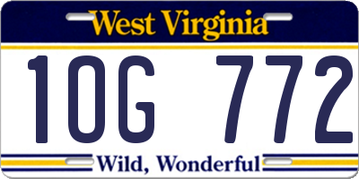 WV license plate 1OG772