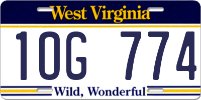 WV license plate 1OG774