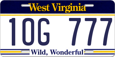 WV license plate 1OG777