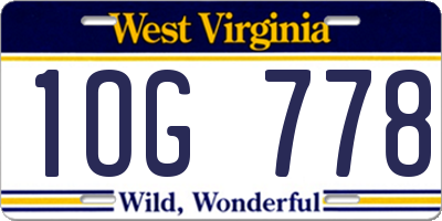 WV license plate 1OG778