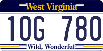 WV license plate 1OG780