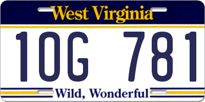 WV license plate 1OG781