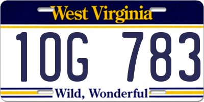 WV license plate 1OG783