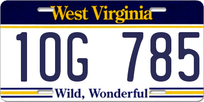 WV license plate 1OG785