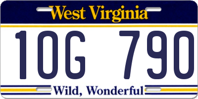 WV license plate 1OG790