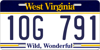 WV license plate 1OG791