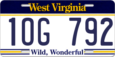 WV license plate 1OG792