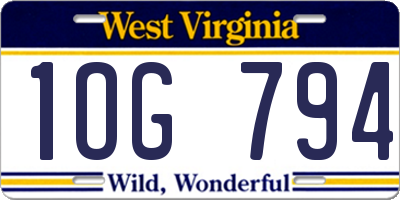 WV license plate 1OG794