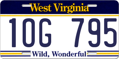 WV license plate 1OG795