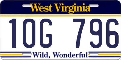 WV license plate 1OG796