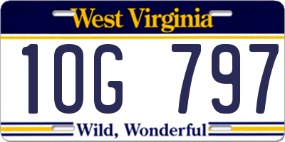 WV license plate 1OG797
