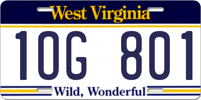 WV license plate 1OG801