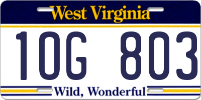 WV license plate 1OG803