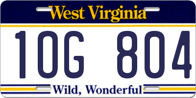 WV license plate 1OG804
