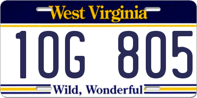 WV license plate 1OG805