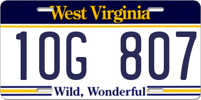 WV license plate 1OG807