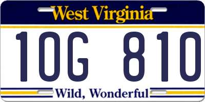 WV license plate 1OG810