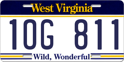 WV license plate 1OG811