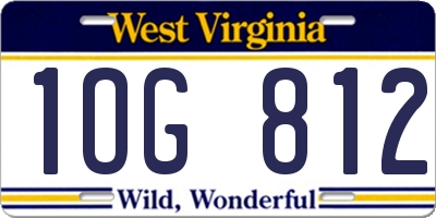 WV license plate 1OG812