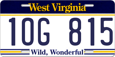 WV license plate 1OG815