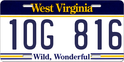 WV license plate 1OG816