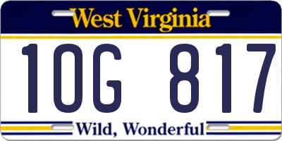 WV license plate 1OG817