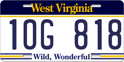 WV license plate 1OG818