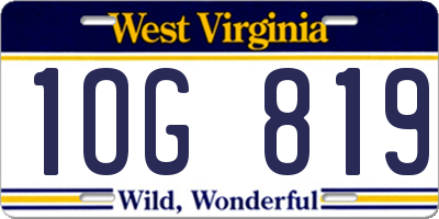WV license plate 1OG819