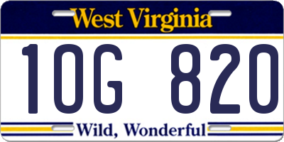 WV license plate 1OG820