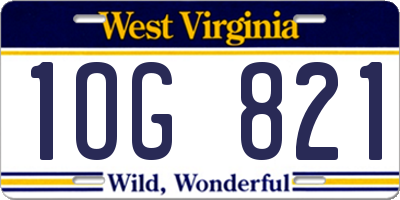 WV license plate 1OG821