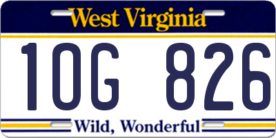 WV license plate 1OG826