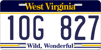 WV license plate 1OG827