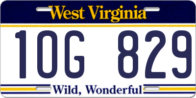 WV license plate 1OG829