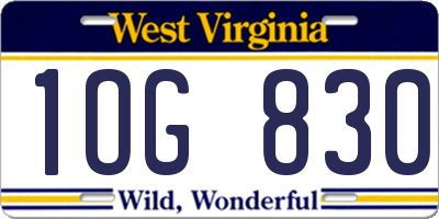 WV license plate 1OG830