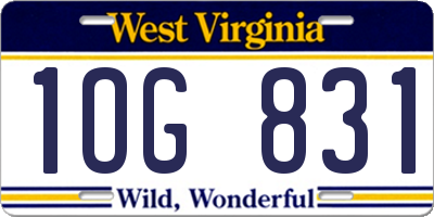WV license plate 1OG831